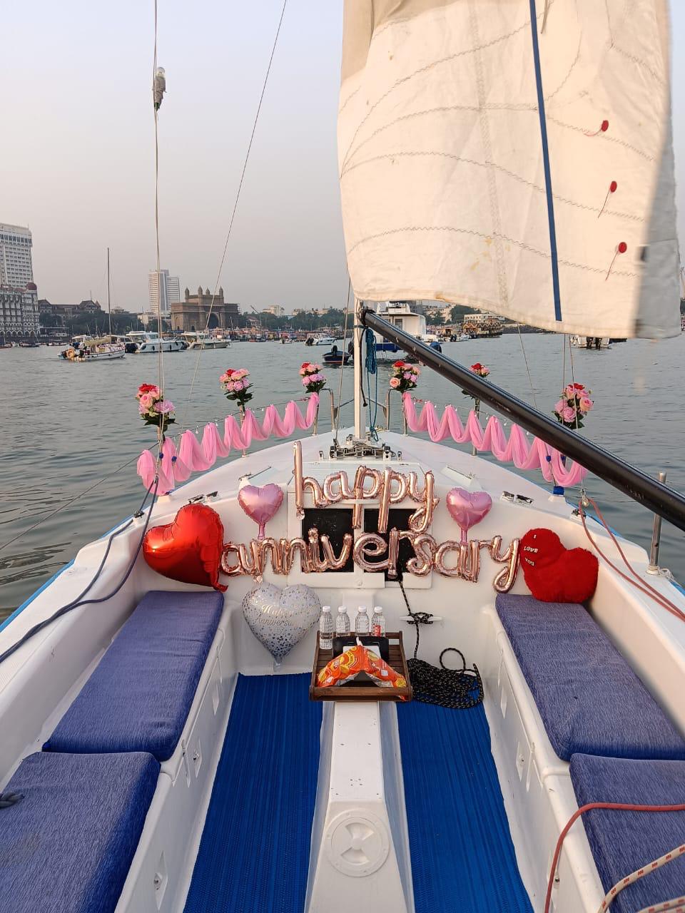 Gateway of India harbor at golden hour with yachts moored at Jetty 5 Colaba